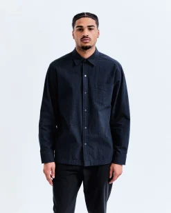 Cotton Seersucker Campus Overshirt