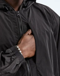 Crinkle Nylon Match Hooded Jacket